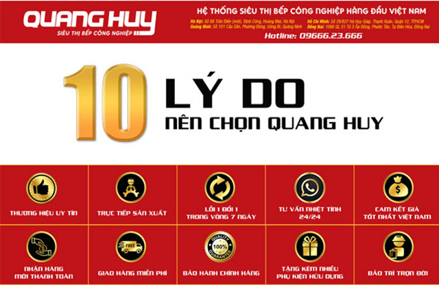 10 lý do nên mua thiết bị nhà bếp Quang Huy, tại sao nên mua hàng tại Quang Huy