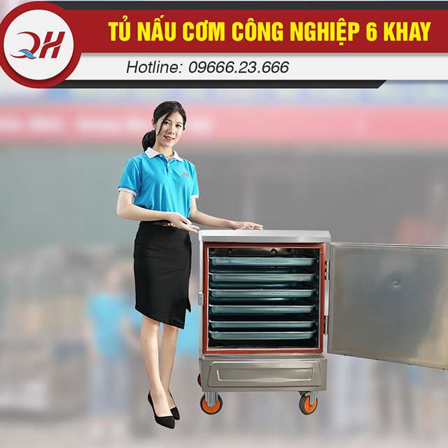 Tủ nấu cơm 6 khay điện phân phối bởi Quang Huy
