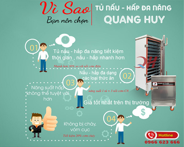 Tủ cơm công nghiệp Quang Huy hàng chính hãng, chất lượng cao