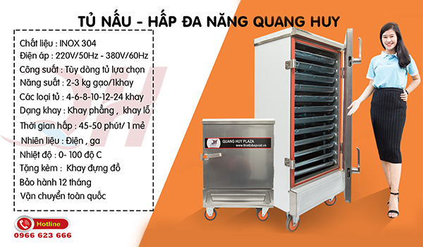 Bạn nên tìm hiểu kỹ về thông số kỹ thuật của sản phẩm Tủ hấp nấu đa năng Quang Huy