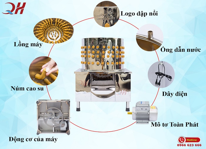 máy vặt lông thỏ Quang Huy Tổng quan về cấu tạo máy