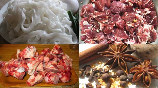 Nguyên liệu nấu món phở bò sốt vang