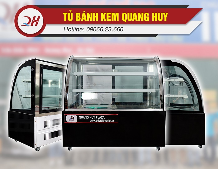 Tủ trưng bày bánh kem Quang Huy 120cm kính cong
