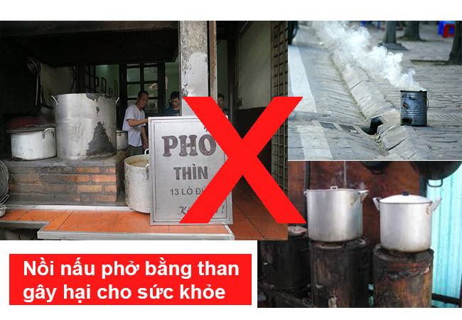 Sử dụng nồi nấu phở điện, tuyệt đối không sử dụng nồi nấu phở than Sử dụng nồi nấu phở điện, tuyệt đối không sử dụng nồi nấu phở than