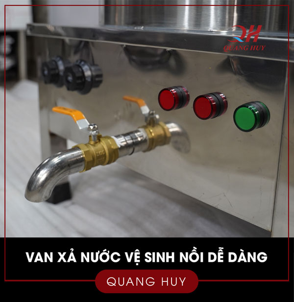 Van xả nồi điện nấu phở inox Quang Huy