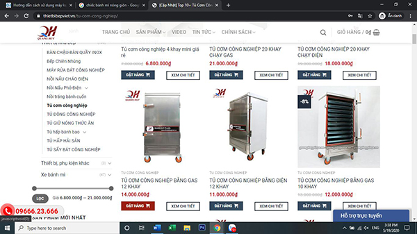 Bạn có thể mua hàng online trên Website bán hàng của Quang Huy