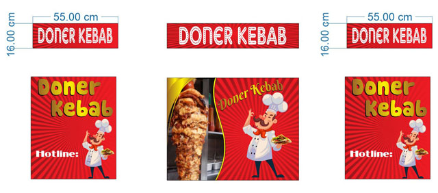 Decal đỏ Doner Kebab ông đầu bếp