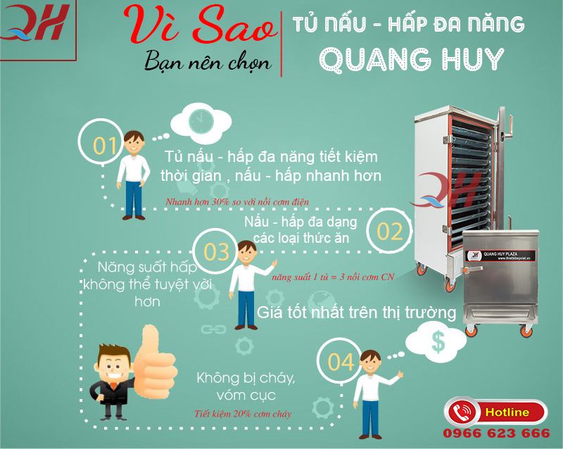Tại sao nên lựa chọn tủ nấu cơm công nghiệp thương hiệu Quang Huy? Bếp Việt Quang Huy