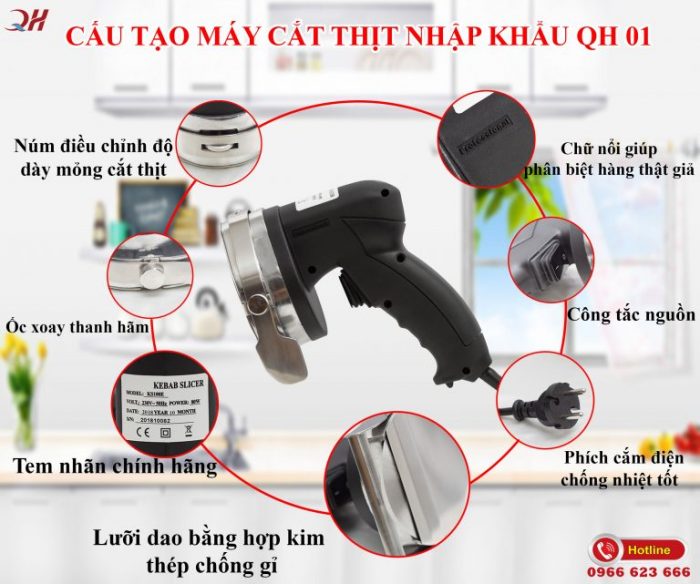 Cấu tạo máy cắt thịt cầm tay do Quang Huy cung cấp