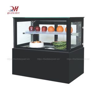 Tủ bánh kem để bàn kính vuông loại nhỏ 1m2 đen, thiết kế tủ bán bánh kem