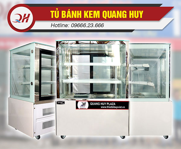 Tủ trưng bày bánh kem để bàn kính vuông 90cm Quang Huy