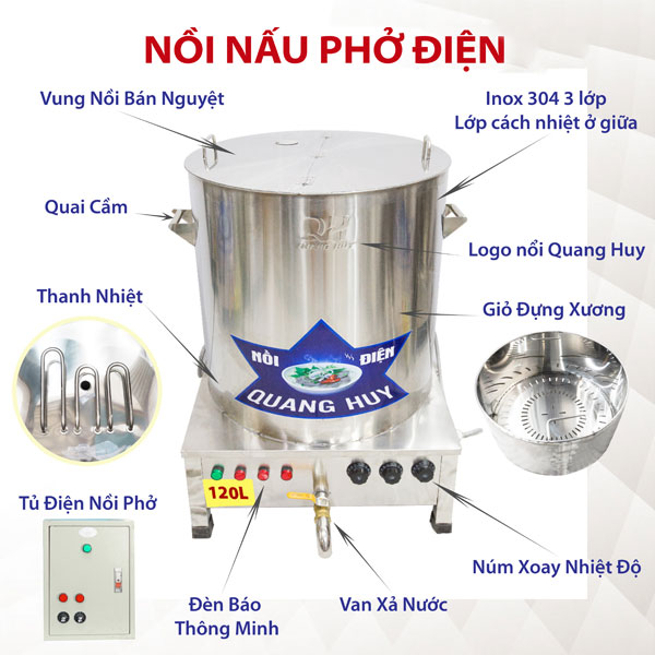 Thiết kế cấu tạo nồi điện nấu phở Quang Huy