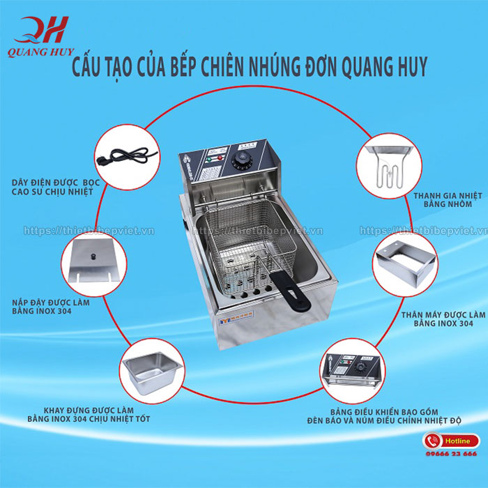 Cấu tạo bếp chiên nhúng Quang Huy