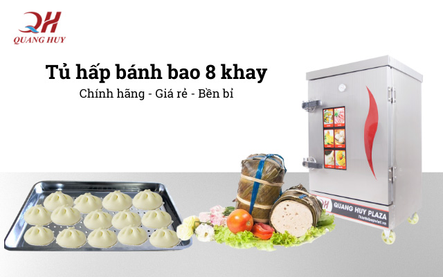 Quang Huy - Địa chỉ mua lò hấp bánh bao điện 8 khay, mua tủ hấp bánh bao 8 khay điện