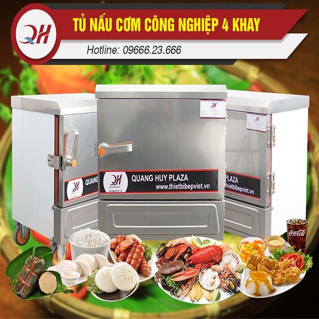 Tủ nấu cơm 4 khay nấu hấp đa năng, mức giá bán phải chăng