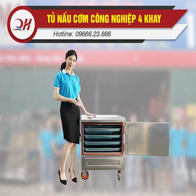 Khoang nấu bên trong tủ nấu cơm 4 khay điện