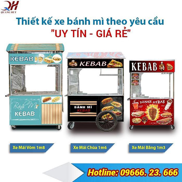 Thiết kế xe bánh mì theo yêu cầu uy tín giá rẻ tại Quang Huy