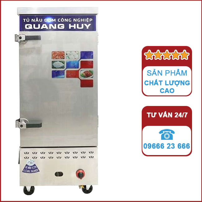 Tủ nấu cơm công nghiệp 12 khay dùng Gas và điện