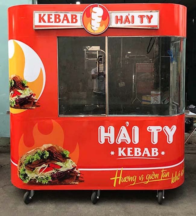 Xe bánh mì Doner Kebab kính cong Hải Ty