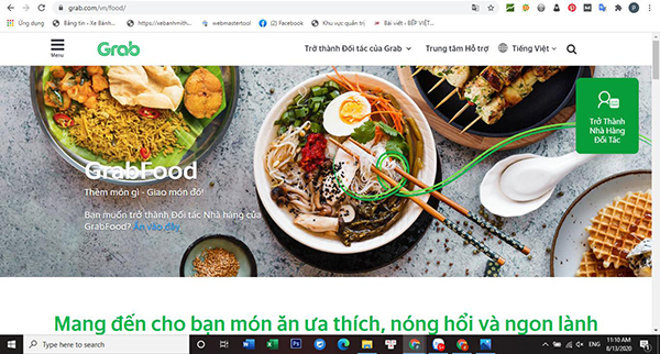 Bạn sẽ tiến hành đăng nhập tài khoản trên grap food