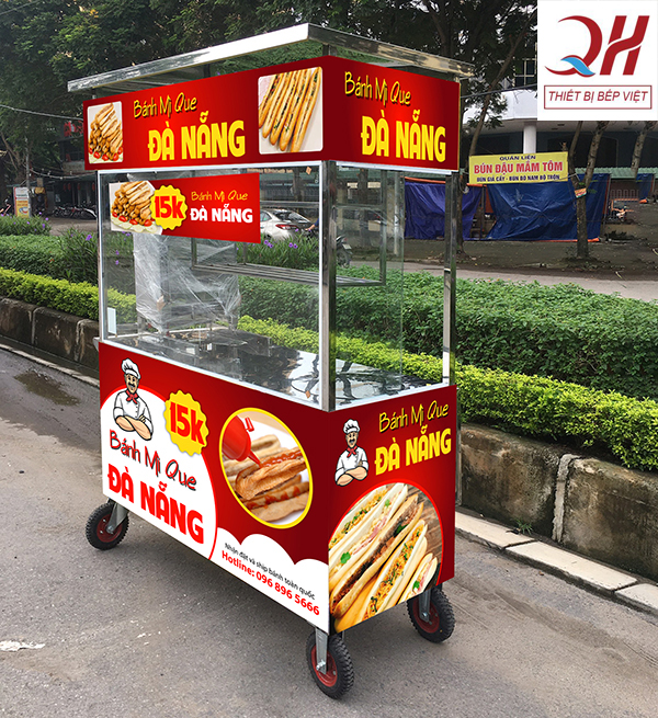 Xe bánh mì que decal đỏ