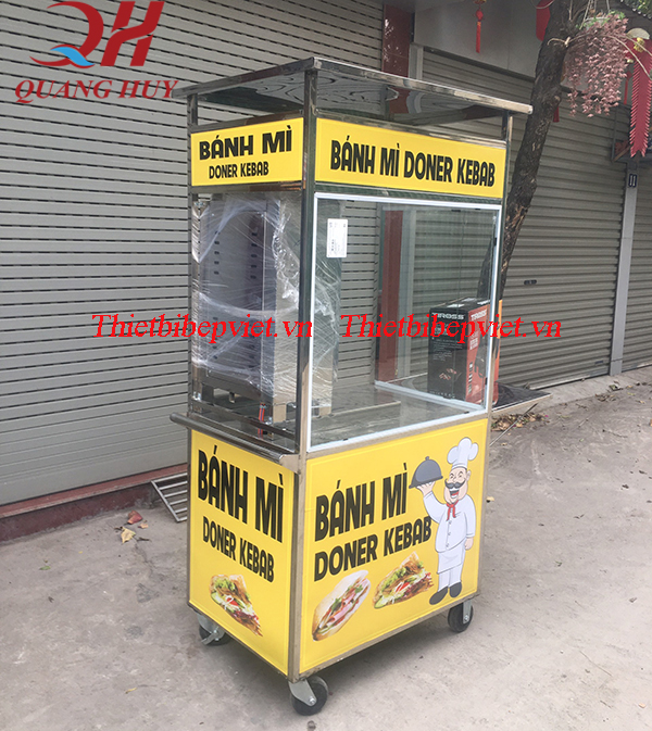 Tủ bán bánh mì mái bằng có lò nướng