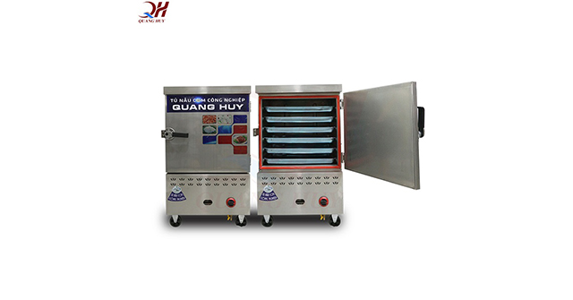 Tủ nấu cơm công nghiệp 6 khay gas điện tích hợp