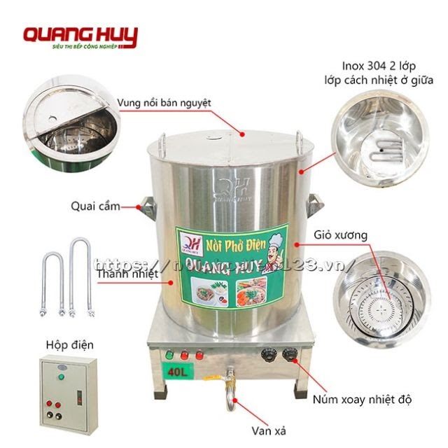 Tổng quan thiết kế nồi nấu phở điện 40 lít
