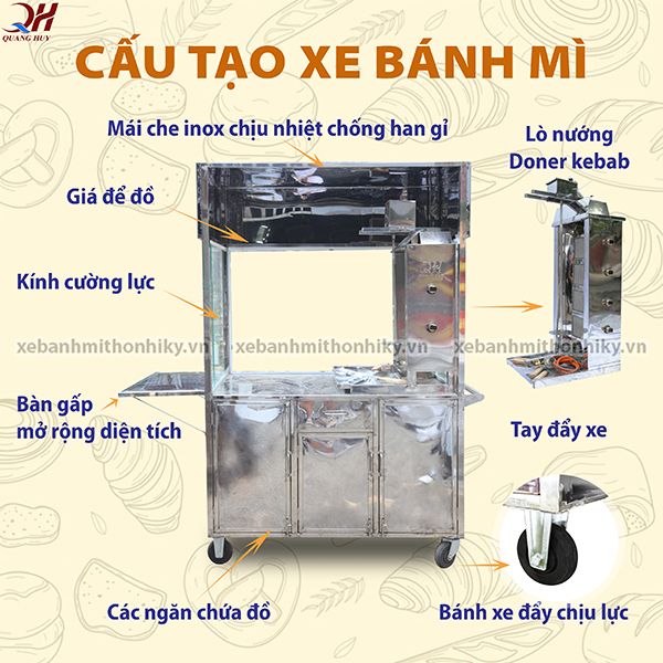 Chi tiết cấu tạo xe bánh mì tại Quang Huy