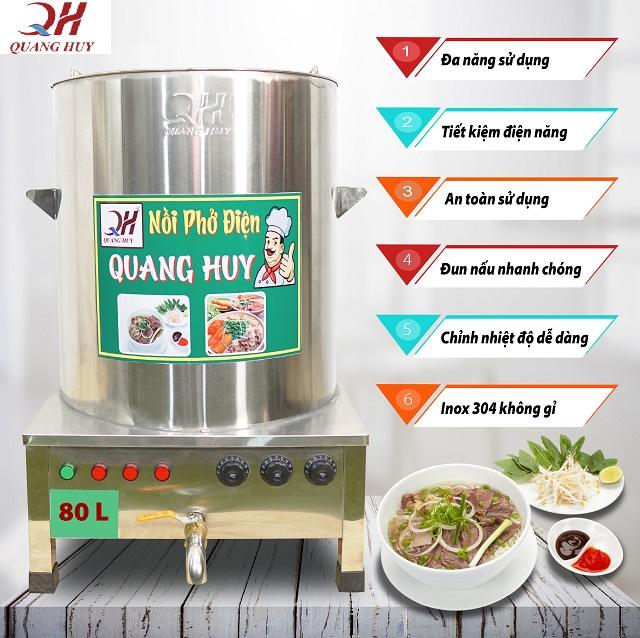 Nồi nấu phở hầm xương 80l bằng điện giúp nấu phở nhanh hơn ngon hơn