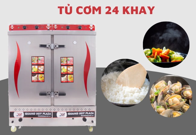 Tủ Cơm Công Nghiệp 100kg (24 Khay) Giá Bao Nhiêu Tiền?