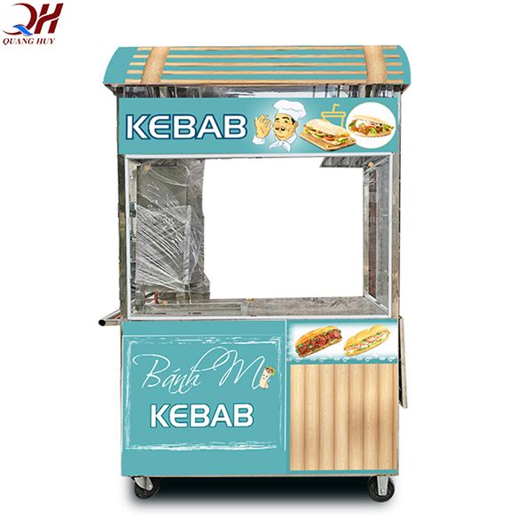 Xe bánh mì Doner Kebab mái vòm, tông màu nhẹ nhàng