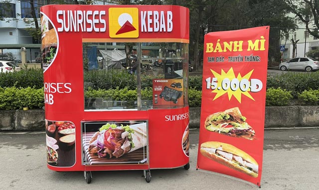 Xe bánh mì Sunrise Kebab kính cong