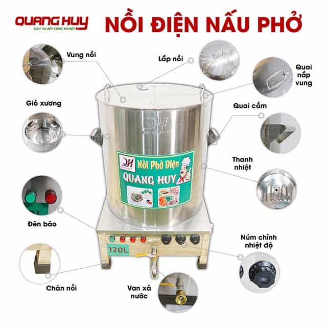 Cấu tạo nồi nấu phở bằng điện