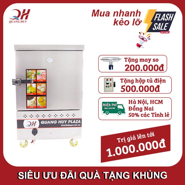 Tủ cơm 6 khay điện gas Quang Huy