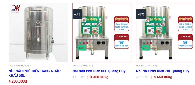 Lựa chọn cơ ở bán nồi phở niêm yết thông tin giá rõ ràng