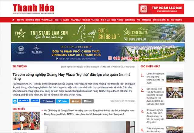 Báo tính Thanh Hóa viết về công ty Quang Huy