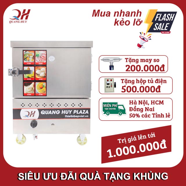 Tủ cơm 4 khay điện gas Quang Huy
