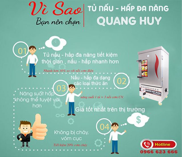 Vì sao chọn mua tủ cơm công nghiệp Quang Huy