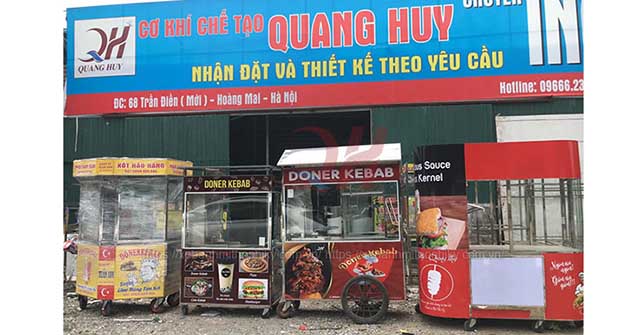 Xưởng sản xuấy xe bánh mì Quang Huy, địa chỉ mua xe bánh mì thịt uy tín