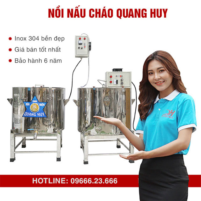 Nồi nấu cháo công nghiệp Quang Huy, nồi điện nấu cháo