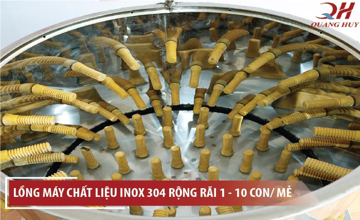 Lồng máy rộng rãi chất liệu inox 304 chứa 1 - 10 con/mẻ