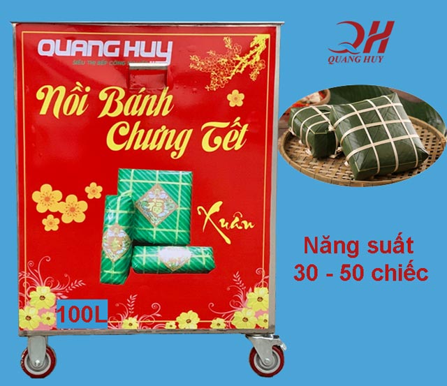 Năng suất nồi bánh chưng 100 lít Quang Huy