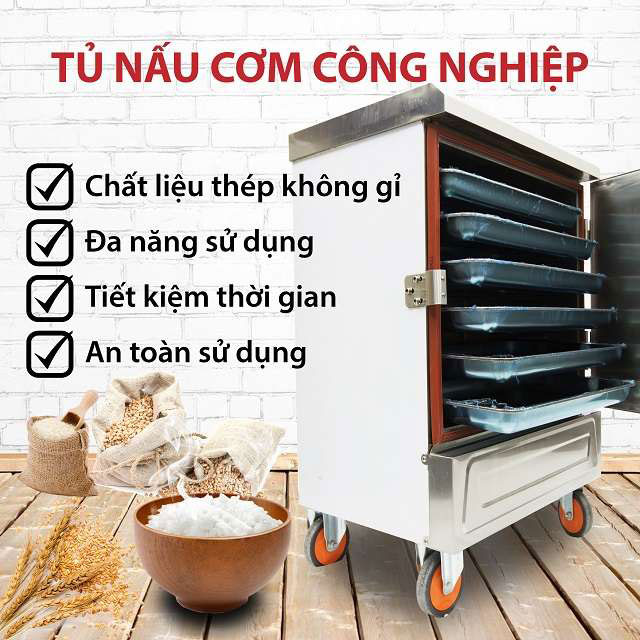 Tủ cơm công nghiệp Quang Huy, tủ nấu cơm