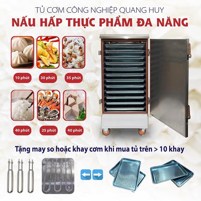 Tủ nấu cơm công nghiệp Quang Huy chất lượng cao, tủ cơm công nghiệp