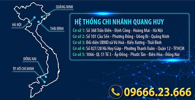 Thông tin liên hệ Quang Huy, Hệ thống cơ sở Quang Huy