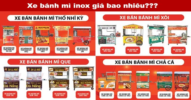 Bảng giá xe bánh mì inox 2022 các mẫu mới nhất – Quang Huy