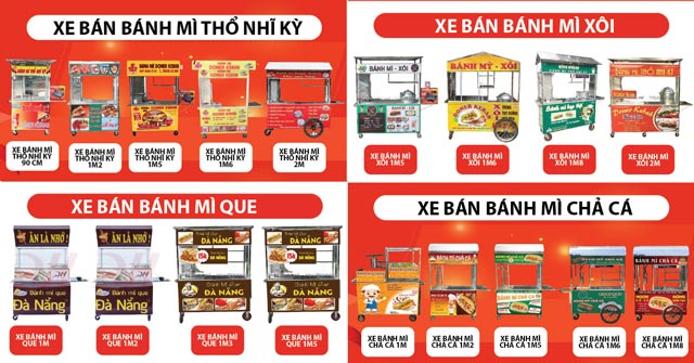 Xe bánh mì Quang Huy đa dạng lựa chọn