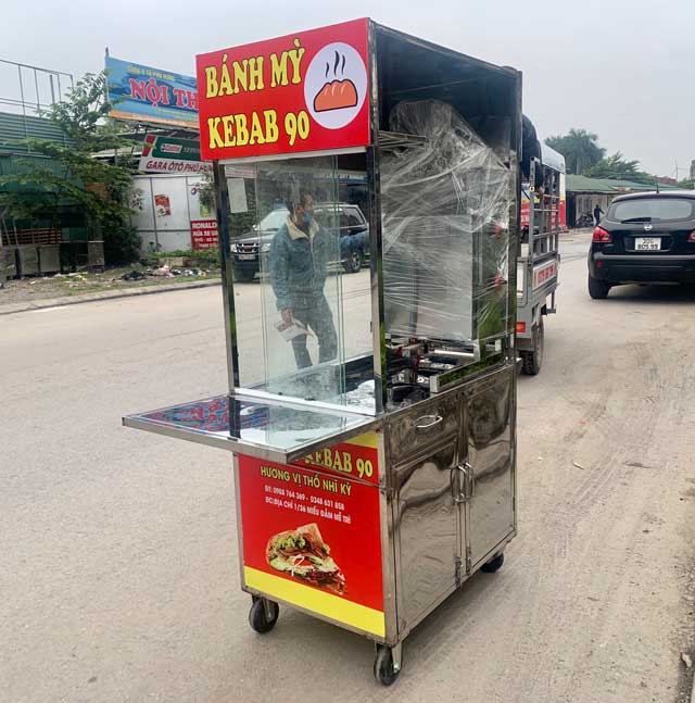 Xe bánh mỳ Kebab 90 decal đỏ vàng