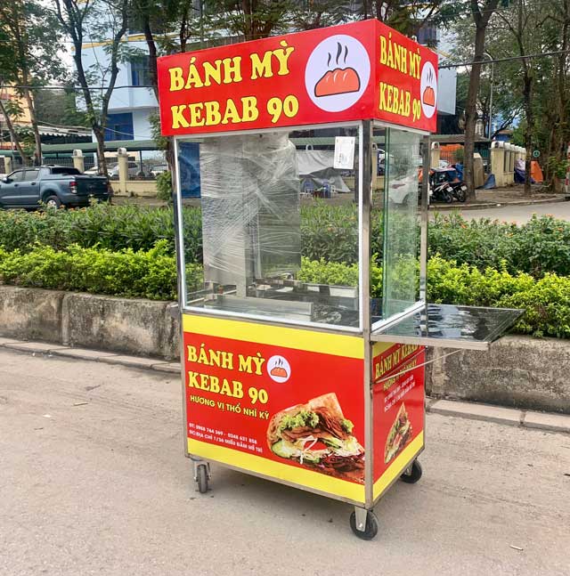 Xe bánh mỳ Kebab 90 decal đỏ vàng